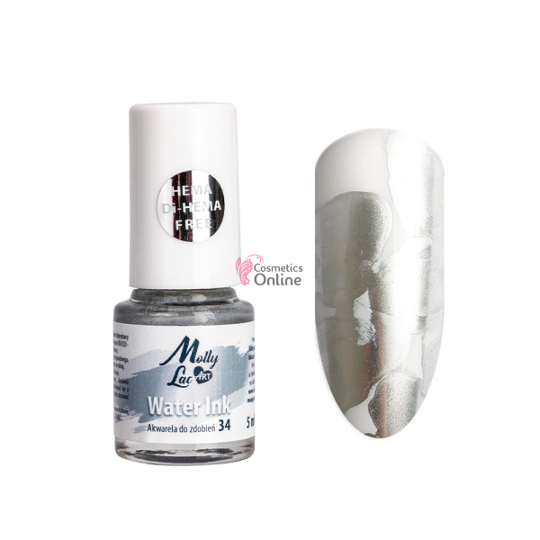 AQUA Ink Molly Lac ART vopsea lichida Blooming Hema free 34 Silver Metalizat 08773